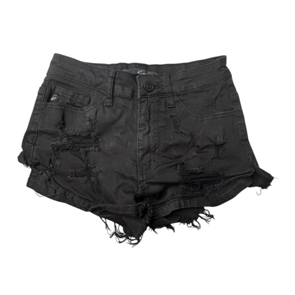KanCan Denim Shorts Womens‎ 25 Black KC11143BK Distressed Ripped Raw Hem Cutoff